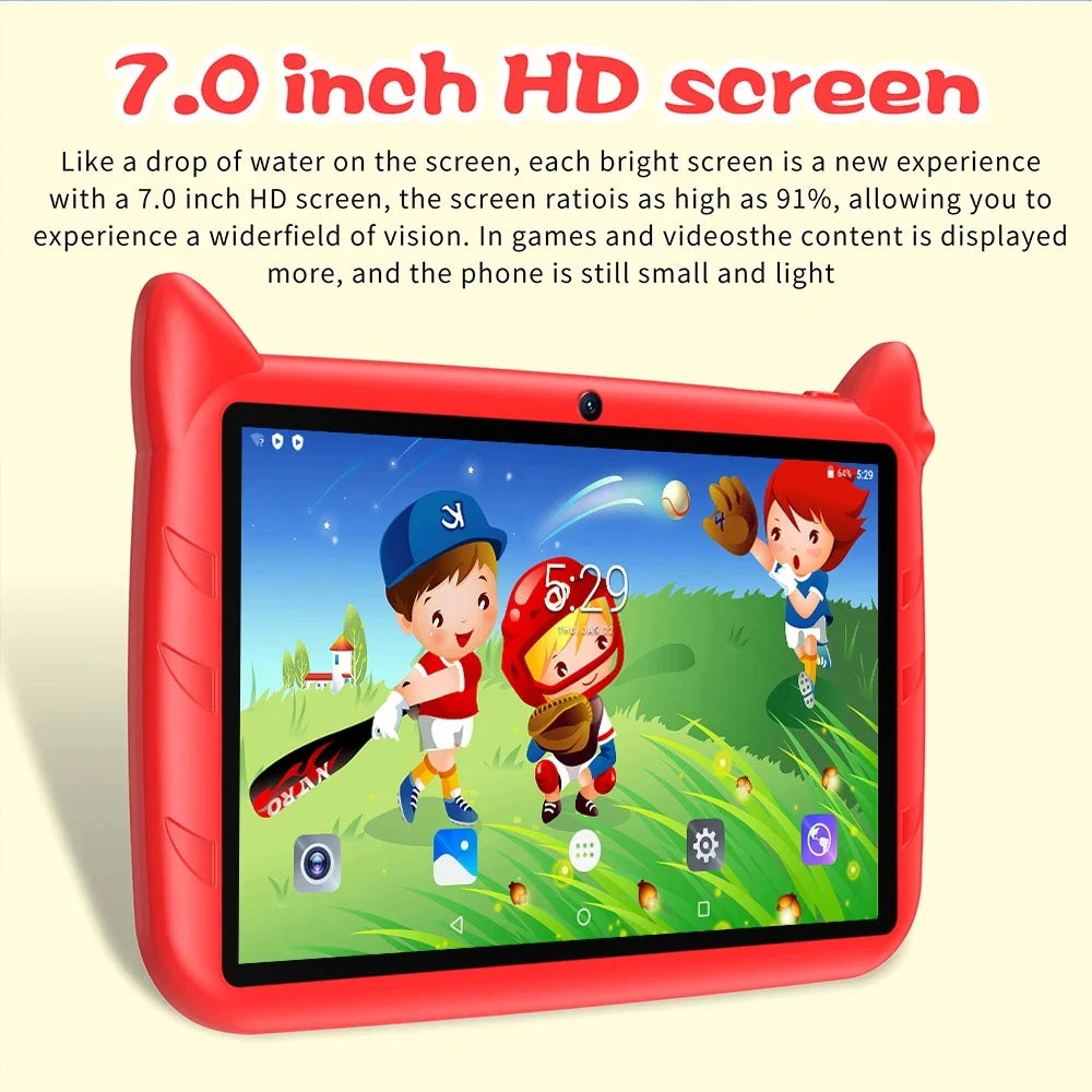 2024 New 7-inch WIFI Children's Tablet Four Core 4GB RAM 64GB ROM Game Education Children's Gift Android 9.0